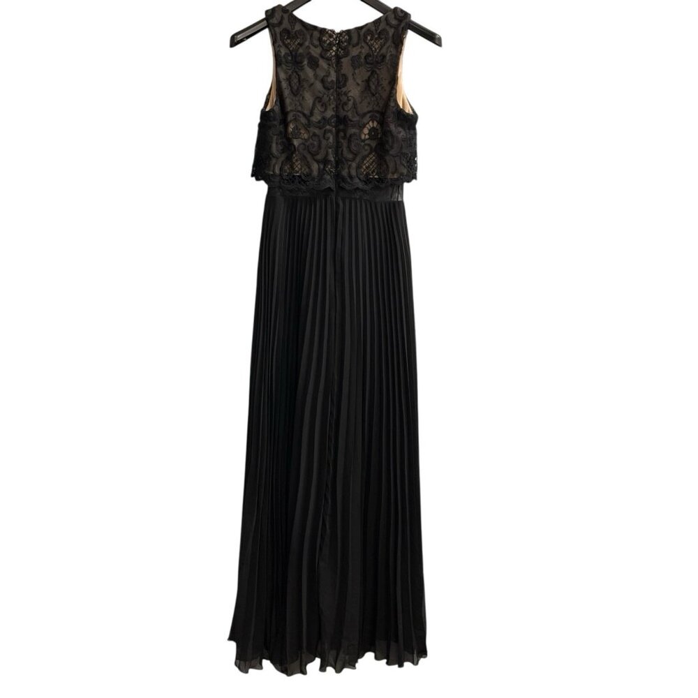 Vintage Betsy Adam Dress Size‎ 6 Black Lace Overlay Accordion Pleated Maxi Gown - Picture 2 of 13